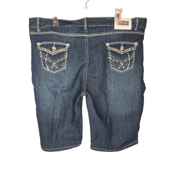 Seven7 Jean Shorts with Rhinestones womens size 20, 38" waist, white stitching - Picture 2 of 5